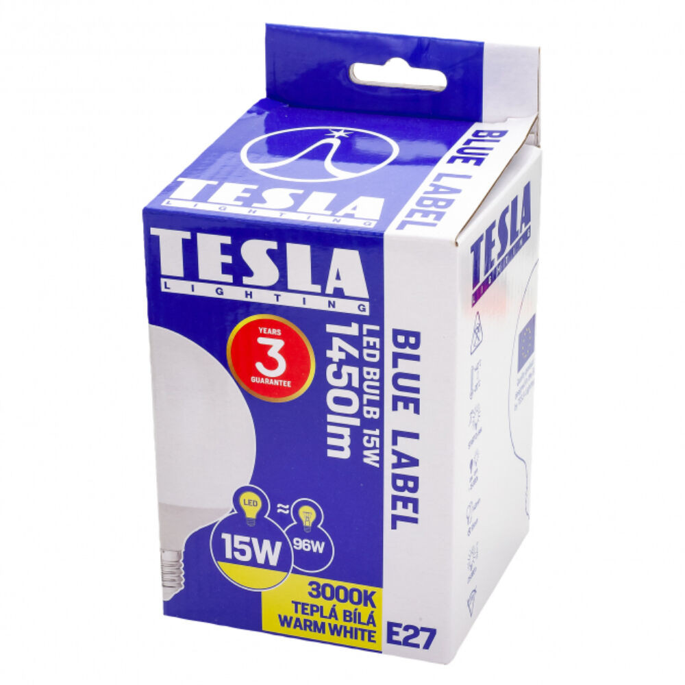 Tesla - LED GLOBE izzó, E27, 15W, 230V, 1450lm, 3000K, 270° termék 2. képe