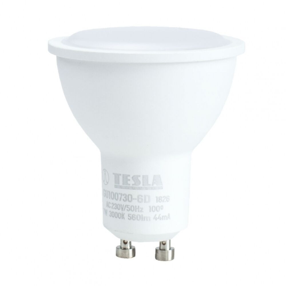 Tesla - LED izzó, GU10, 7W, 230V, 560lm, 100°, 30 000hrs, 3000K (meleg fehér), Ra 80, szabályozható termék 2. képe